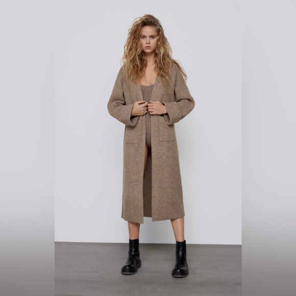 Zara long knitted coat - Picture 3 of 8